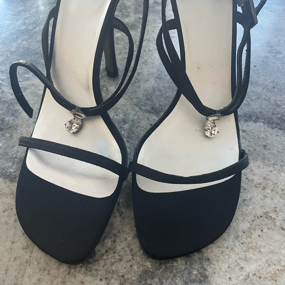 Vintage Stuart Weitzman Strappy Women's Heels with jewels 8.5 black